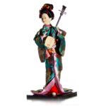 Статуэтка "Гейша в цветочном кимоно" h-30см, фарфор/ткань