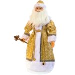 Дед Мороз в золотой шубе,  h-70 см, текстиль /пластик