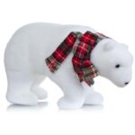 Фигура рождественская,  " Медведь в клетчатом шарфе",  h-22 см, сэвилен