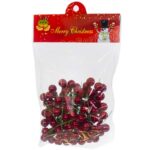 Рождественский декор -ягоды падуба , h-6см, d-1см, пластик