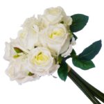 Цветы искусственные, букет 7 роз, пластик h-35см