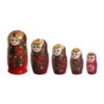 Матрешка "Хохлома", 5 мест, h-15см, дерево