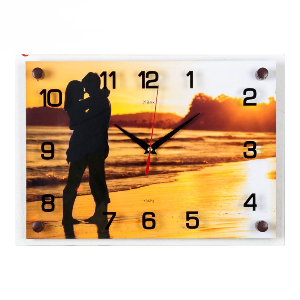 Часы настенные "Влюбленные у вечернего  моря", стекло