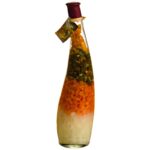 Бутыль декоративная удлиненная с овощами, h-31см, стекло