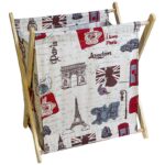 Корзина-газетница, раскладная, универсальная, для рукоделия, 27*32см, дерево/текстиль