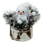 Новогодняя композиция "Снеговик в корзинке", 25*23см, дерево/пластик