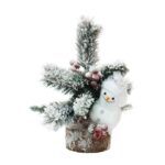 Новогодняя композиция "Снеговик с елкой", 26*29см, дерево/пластик