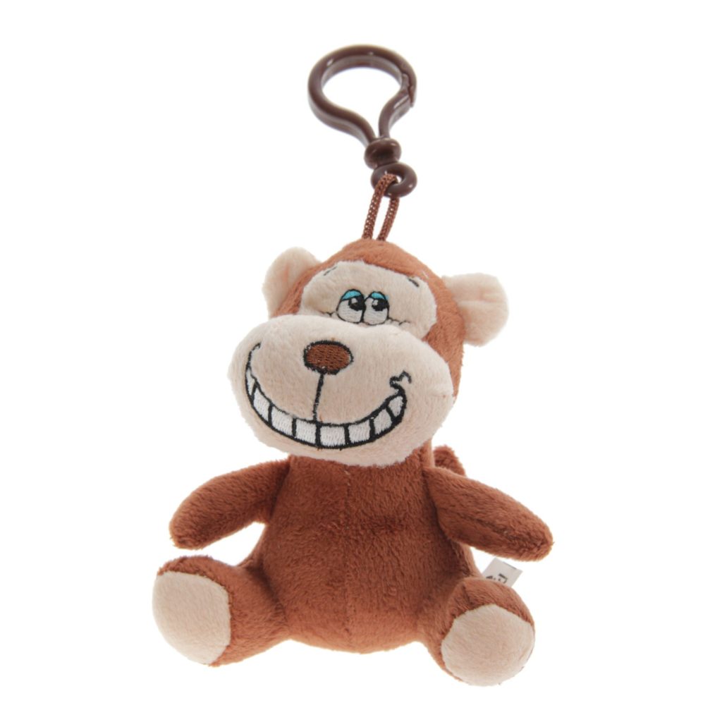Мягкая игрушка "Улыбчивая обезьянка" на карабине, h-12см ,текстиль
