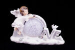 Ангелочек с шаром, на подставке  "Love", светится, h-10см, керамика