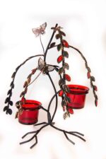 Подсвечник на 1 свечу "Колба с птичкой", 21,5*12,5*12,5 см, цвет серебристая дымка, стекло