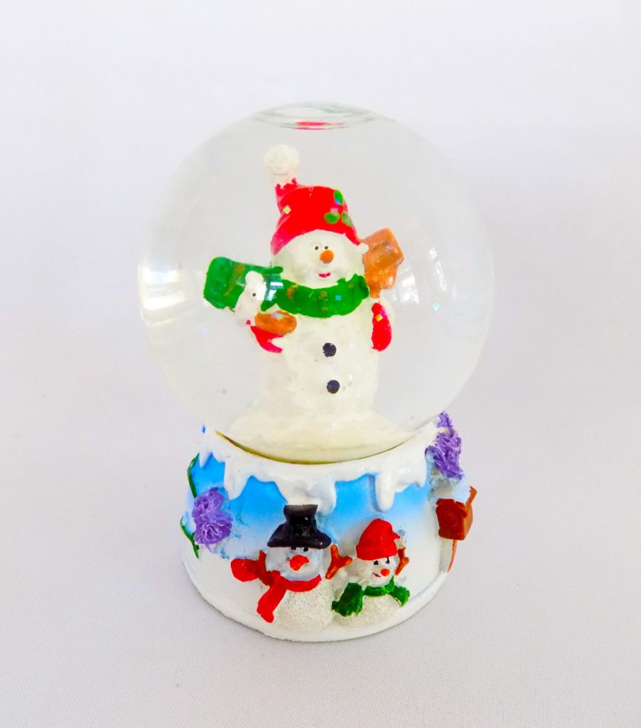 Снежный шар "Снеговик", h-4,5см, керамика/стекло