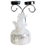 Подсвечник НГ "Снеговик/Санта", со стеклянным подсвечником, керамика