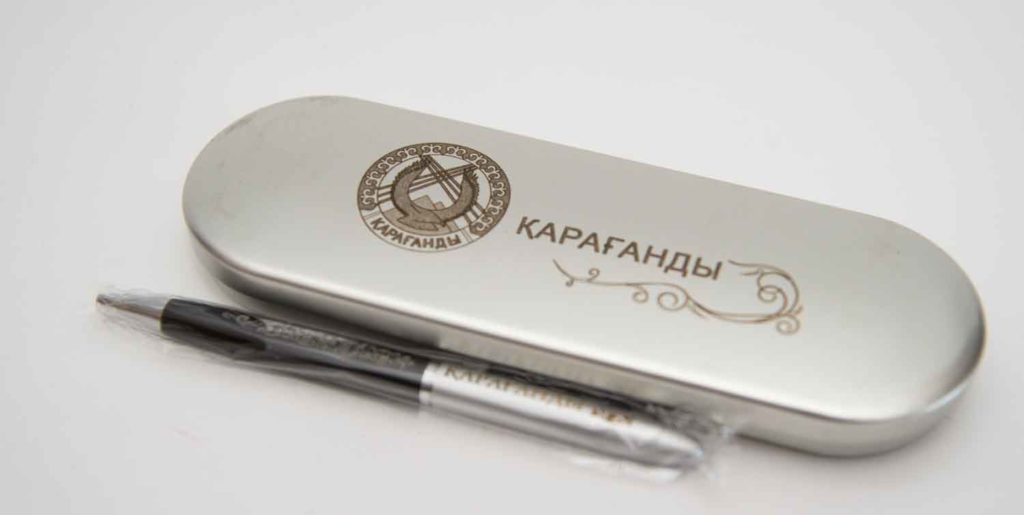Ручка в футляре "Караганда", металл/пластик