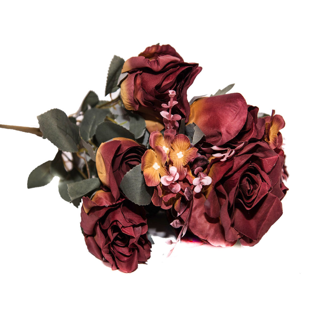 Цветы искусственные- букет "Розы прованс", h-48см, пластик/текстиль