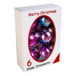 Шары "Merry Chistmas",  d-6, 6шт в уп, цвет хамельон, стекло