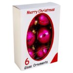 Шары "Merry Chistmas", d-6см, 6шт в уп, цвет розовый, стекло