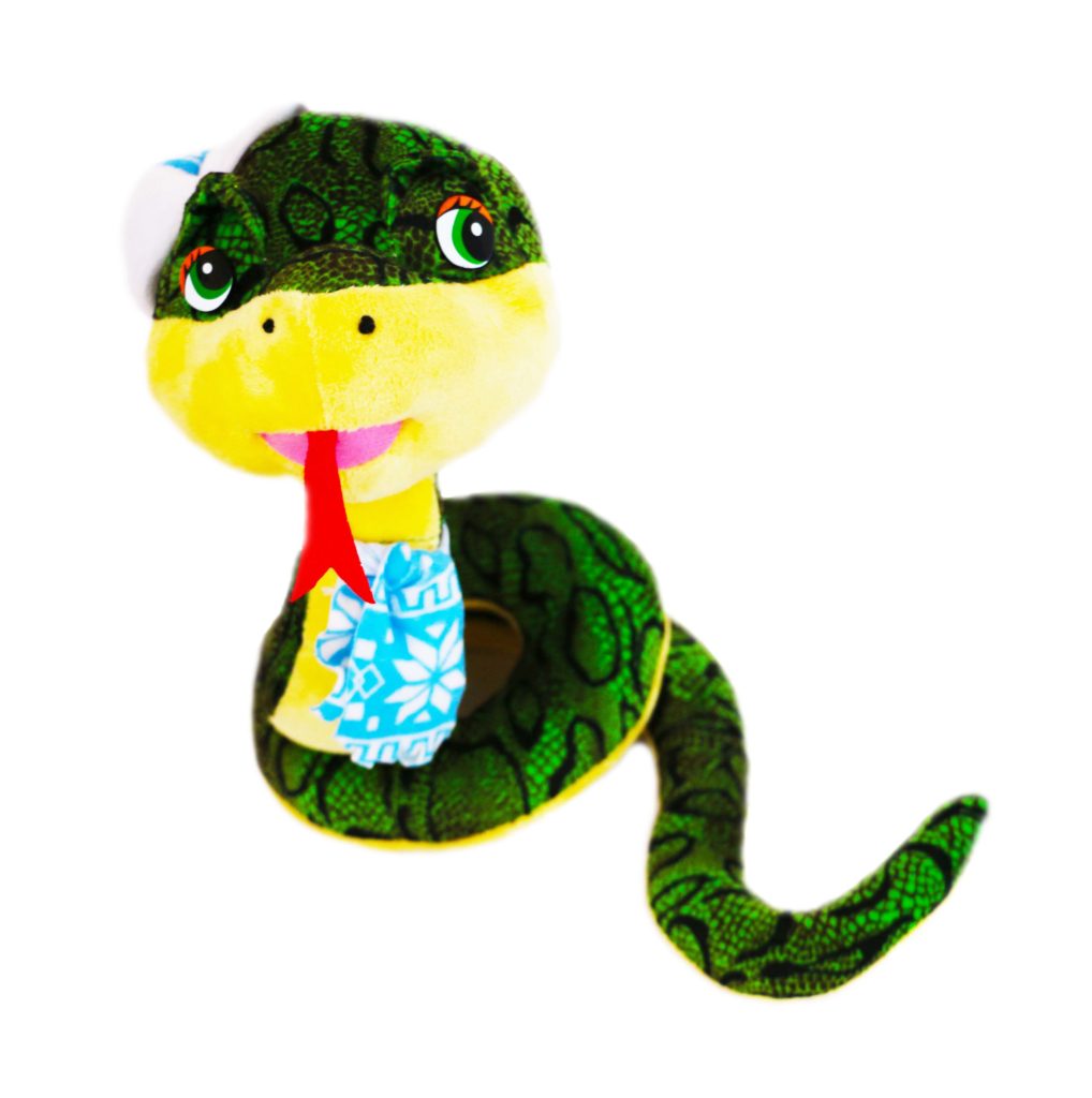 Мягкая игрушка "Змея в шапке с помпоном", h-50см,текстиль