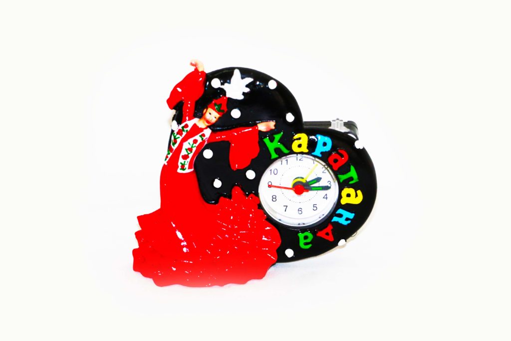Часы-сувенир " Караганда",h- 10см, керамика