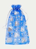 Дед Мороз "В синей шубе с ремешком, с посохом",  30х50см, пластик, текстиль