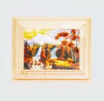 Картина "Пейзаж", 7*9см, дерево/янтарная крошка