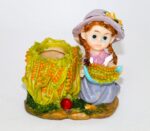 Подставка для ручек "Девочка/мальчик с кукурузой", h-10см, керамика