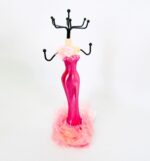 Подставка для бижутерии  "Фигура в розовом платье", h-19см, пластик/ткань