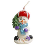 Свеча "Снеговик с шаром", h-10, парафин