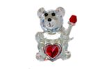 Сувенир "Мишка с сердцем", h-7см, пластик/кристалл