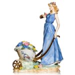 Статуэтка "Девушка с тележкой цветов", h-35 см,  фарфор