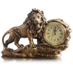 Статуэтка - часы  "Лев", дискретный ход, 19х30см, полистоун