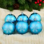 Набор ёлочных шаров "Снегопад",  d-7см, 6шт, цвет голубой, пластик