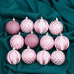 Набор ёлочных шаров "Зефир", d-6см, 12шт, цвет розовый, пластик