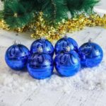 Набор ёлочных шаров "Флёр", d-8см, 6 шт, цвет синий, пластик