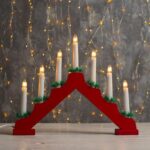 Новогодний декор "Горка рождественская красная", 41,5х32х5,3см, 7свечей, светящийся , дерево, пластик