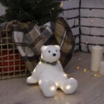 Рождественская фигура "Белый мишка", 16х20х17 см, светящийся, работает от батареек, пластик