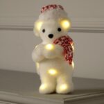 Фигура рождественская "Медведь в клетчатом шарфе и шапке", h-40см, сэвилен