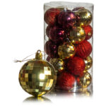 Набор ёлочных шаров "Бинго", d-6 см, 25шт, цвет красно-золотой, пластик