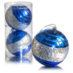 Набор ёлочных шаров "Серебристая иллюзия", d-10см, 2шт,  цвет синий, пластик
