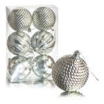 Набор ёлочных шаров "Диско микс", d-6см, 6шт,  цвет серебристый, пластик