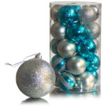 Набор ёлочных шаров "Морозное ассорти", d-6см, 25шт,  цвет серебристо-голубой, пластик