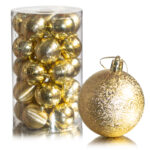 Набор ёлочных шаров "Ассорти - ажур", d-6см, 25шт, цвет золото, пластик