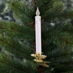 Ёлочное украшение "Новогодняя свеча", 1,5х11 см,  2 шт,  цвет белый, пластик