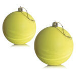 Елочные игрушки "Матовые шары", d-8см 2шт, цвет жёлтый, пластик