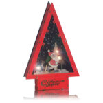 Подвеска световая "Треугольничек с Дедом Морозом", h-13см, дерево
