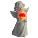 Статуэтка "Белоснежный ангел-девушка в платье, с розой", 21х10,5х6,5см, полистоун