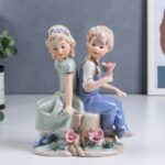Статуэтка "Дети на пеньке", 17х7,5х14см, керамика