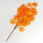 Цветы искуственные "Листья на ветке", h-44см, цвет оранжевый, пластик