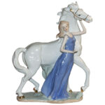 Статуэтка "Девушка с белоснежным конём",  h-30см,  фарфор