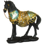 Статуэтка "Черная лошадь в попоне" золотого цвета, 22х8х22.3см, полиустон