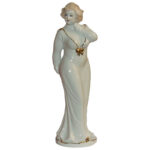 Статуэтка "Пышечка в белом платье, с бантом золотого цвета", 30,5х9х9см, керамика